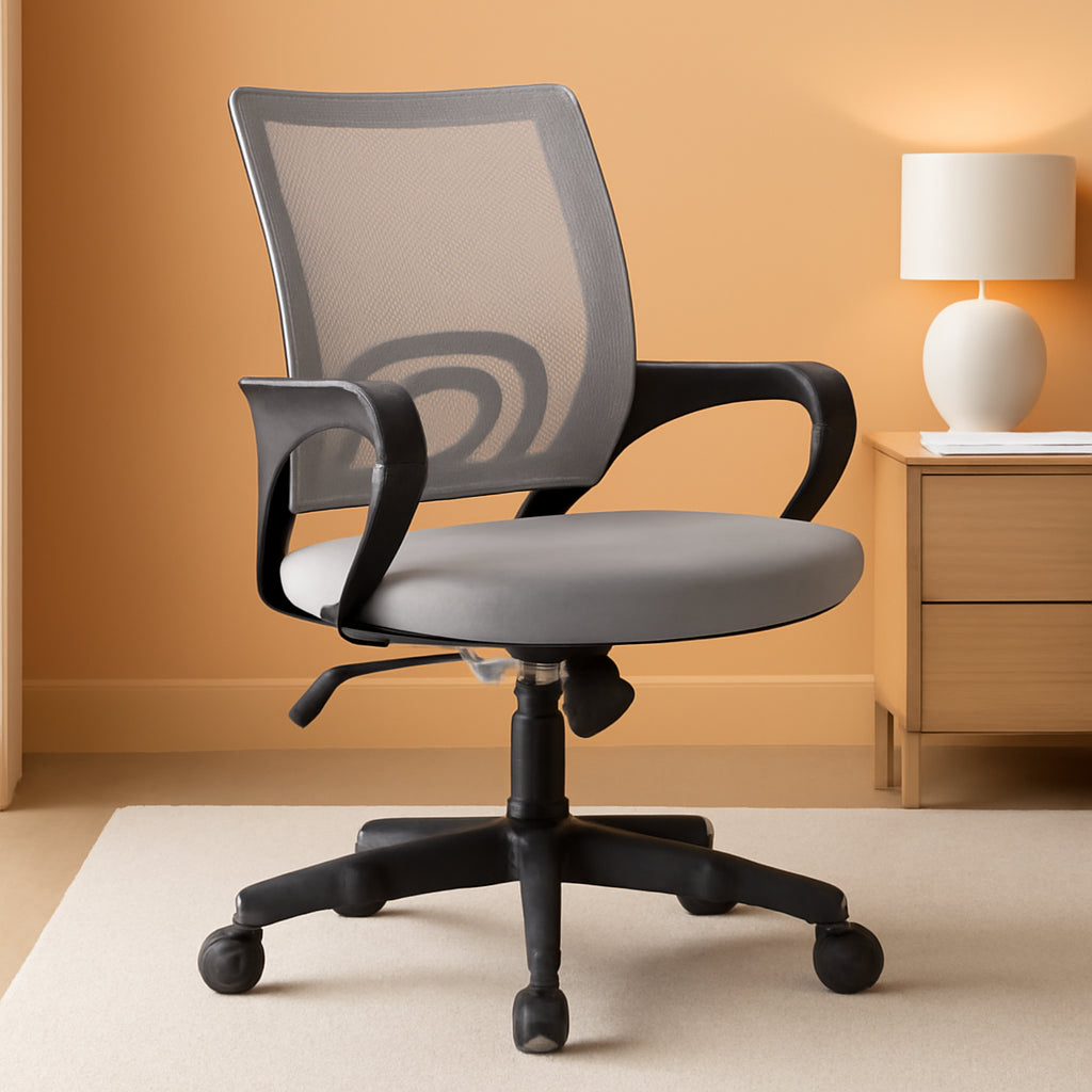 Grey Ergonomic Office Chair With Adjustable Lumbar Support
