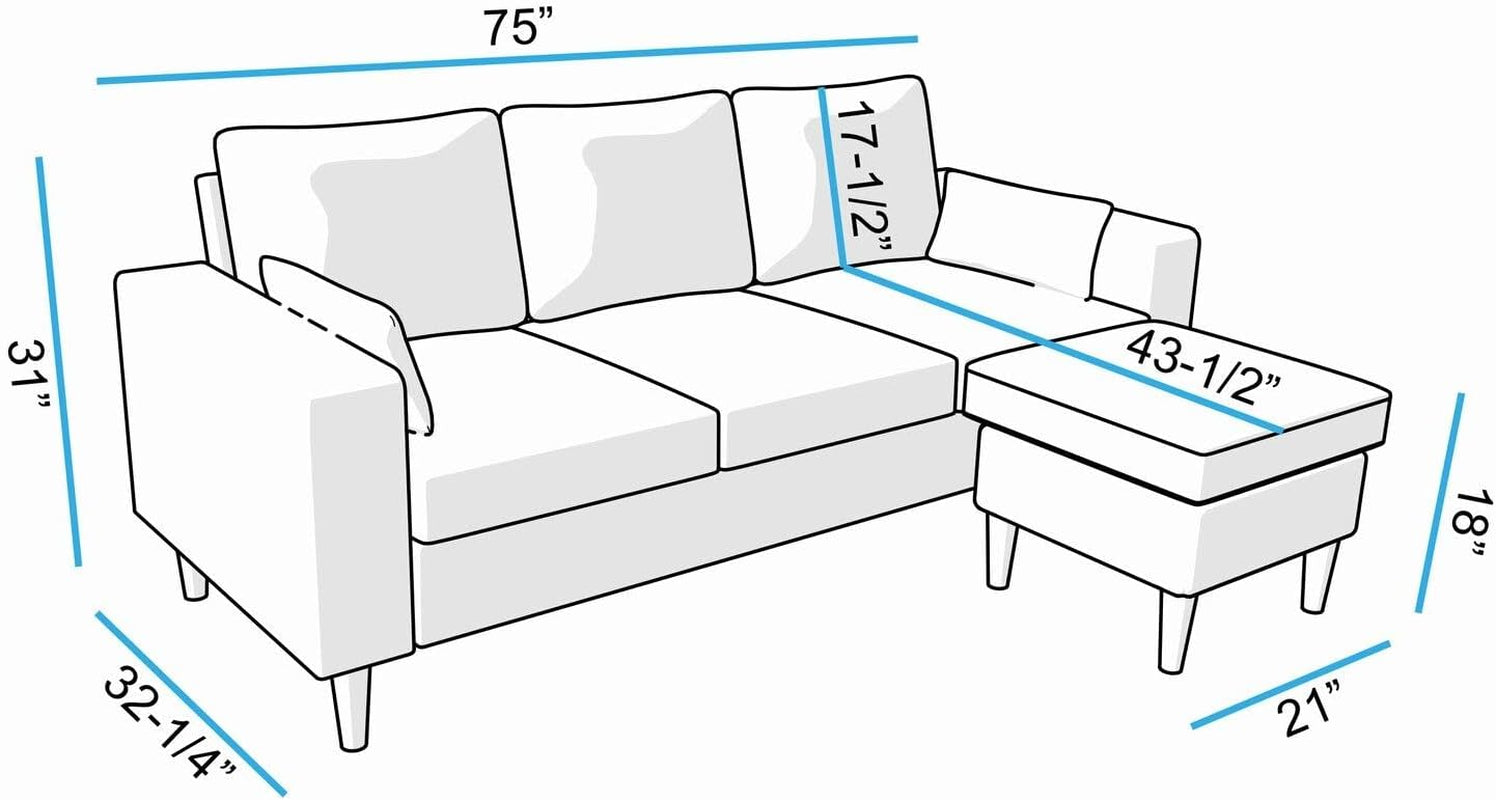 Grey Fabric Corner Sofa Set With Ottoman Footstool 3 Seater