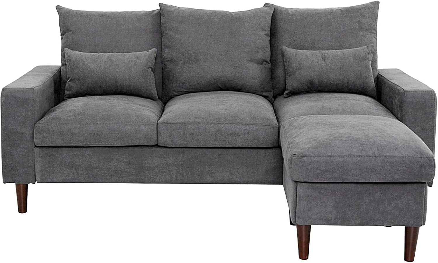 Grey Fabric Corner Sofa Set With Ottoman Footstool 3 Seater