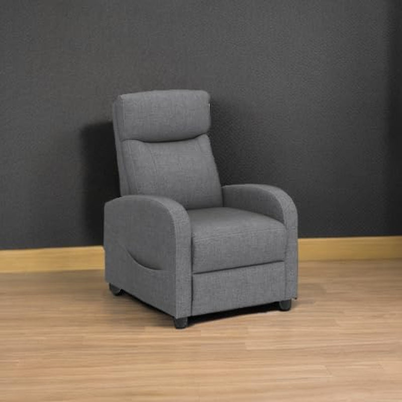 Grey Fabric Recliner Massage Chair With Adjustable Backrest