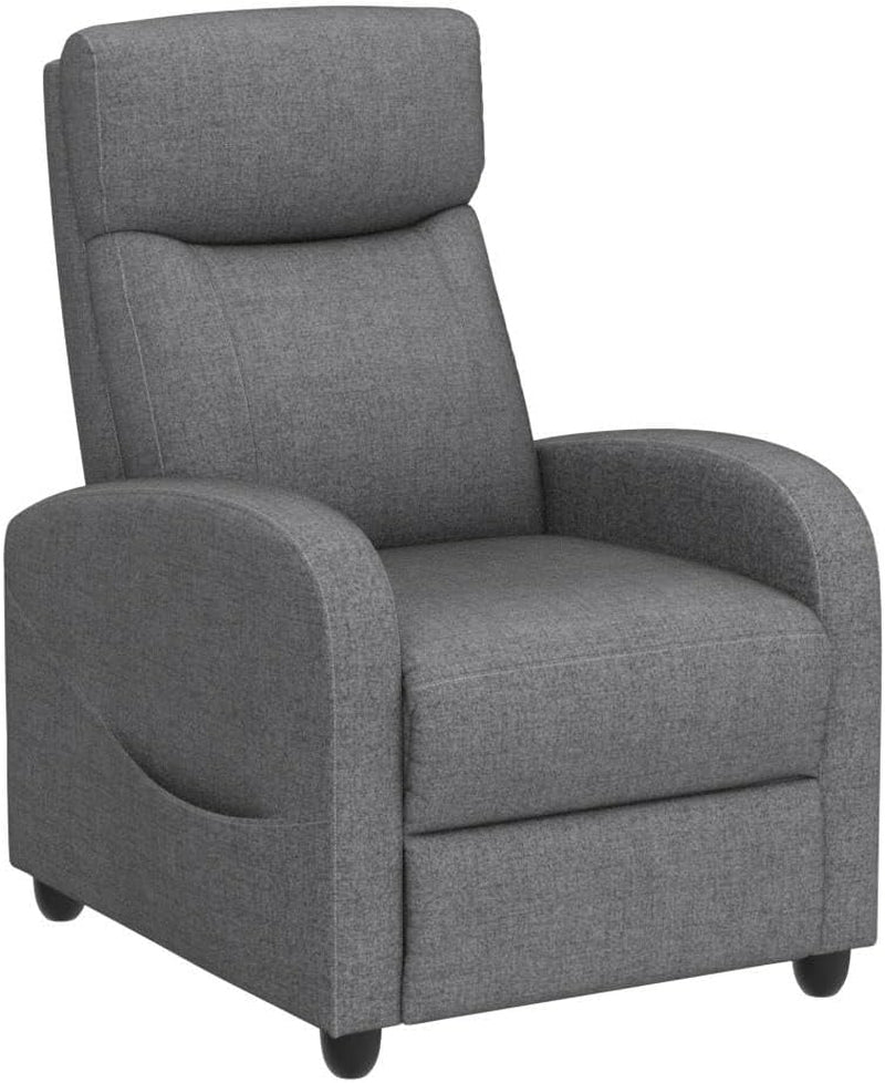 Grey Fabric Recliner Massage Chair With Adjustable Backrest