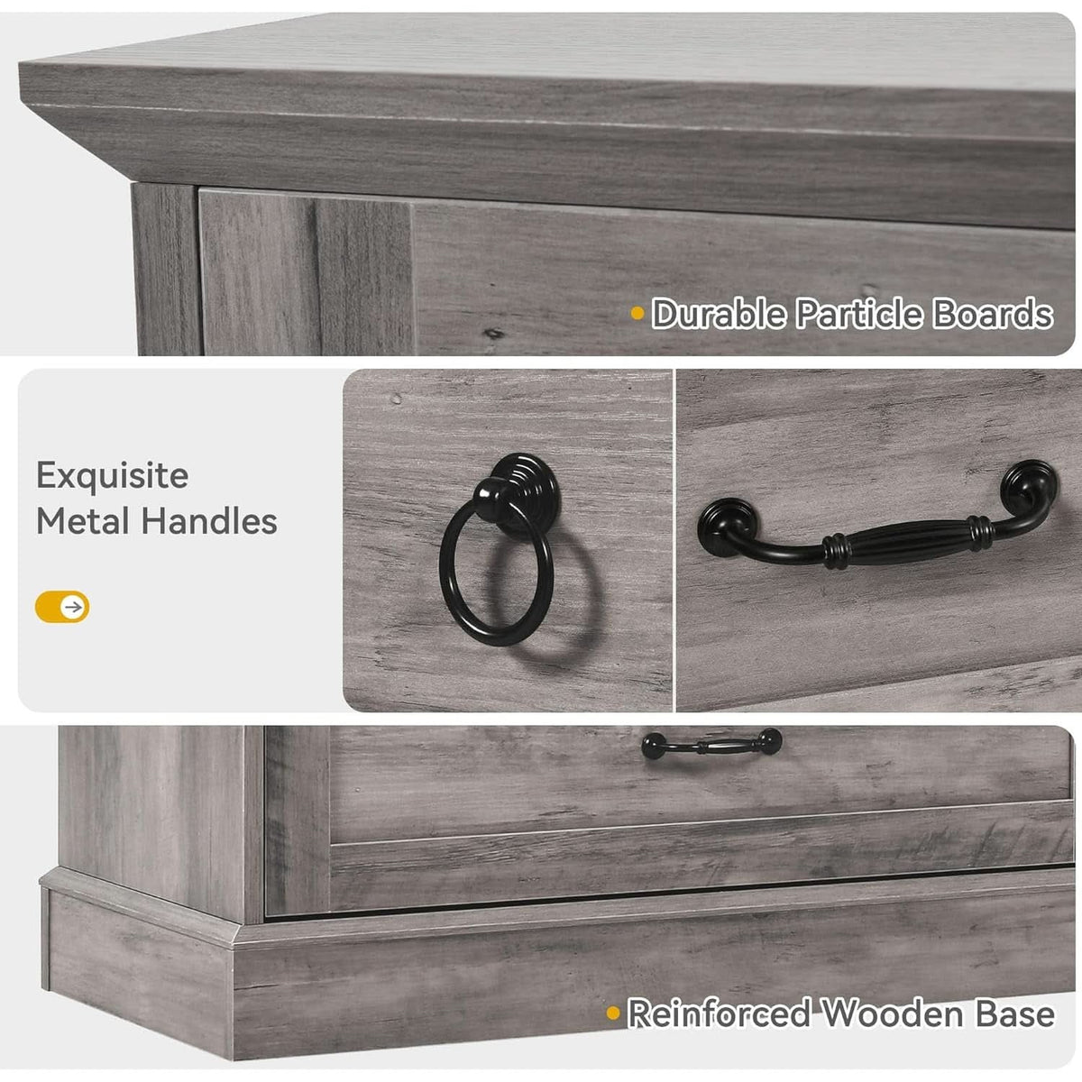 Grey Farmhouse 6 Drawer Dresser 59 Inch Wide With Air Purifier