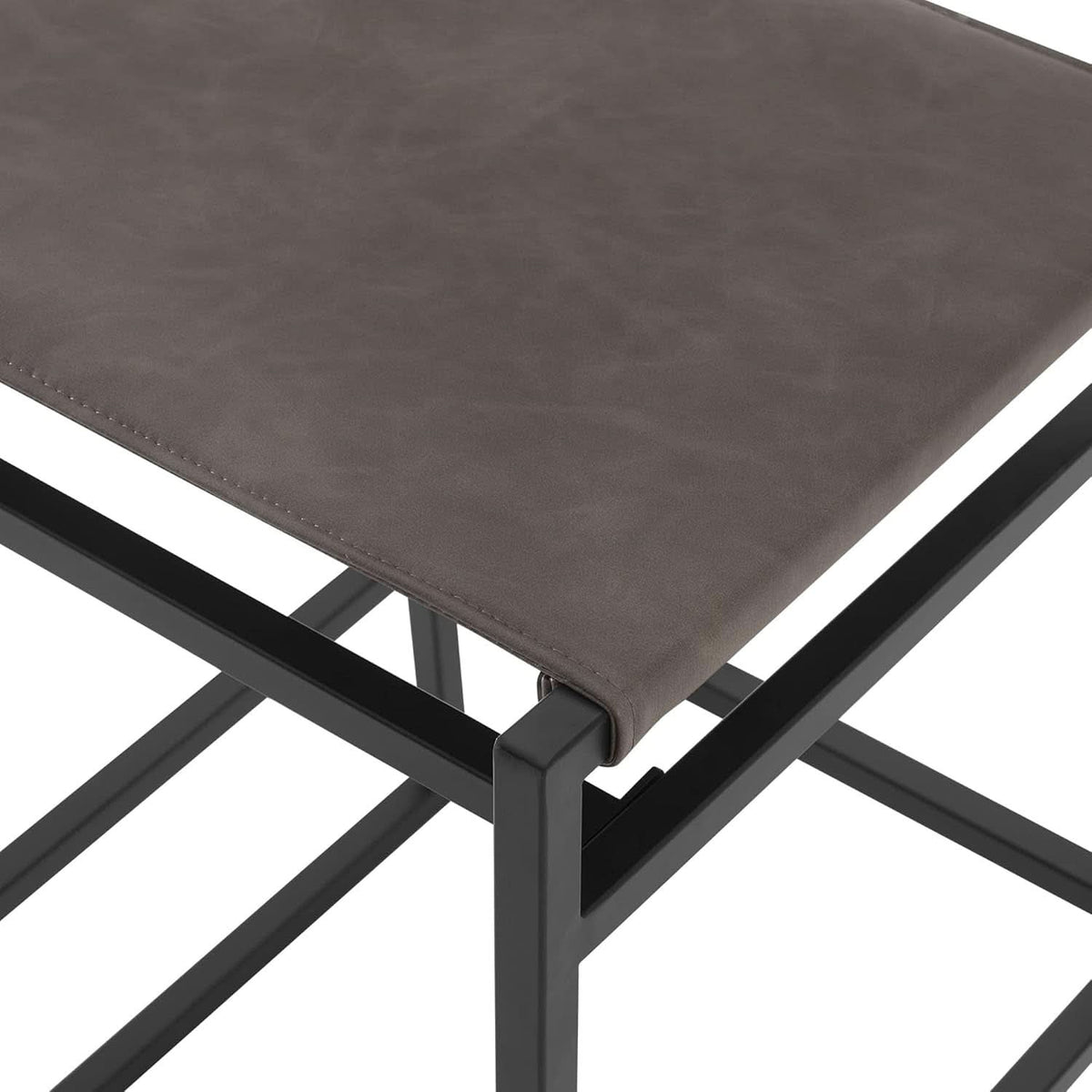Grey Faux Leather Counter Height Bar Stools 24 Inch Seat Height Set Of 2 Back
