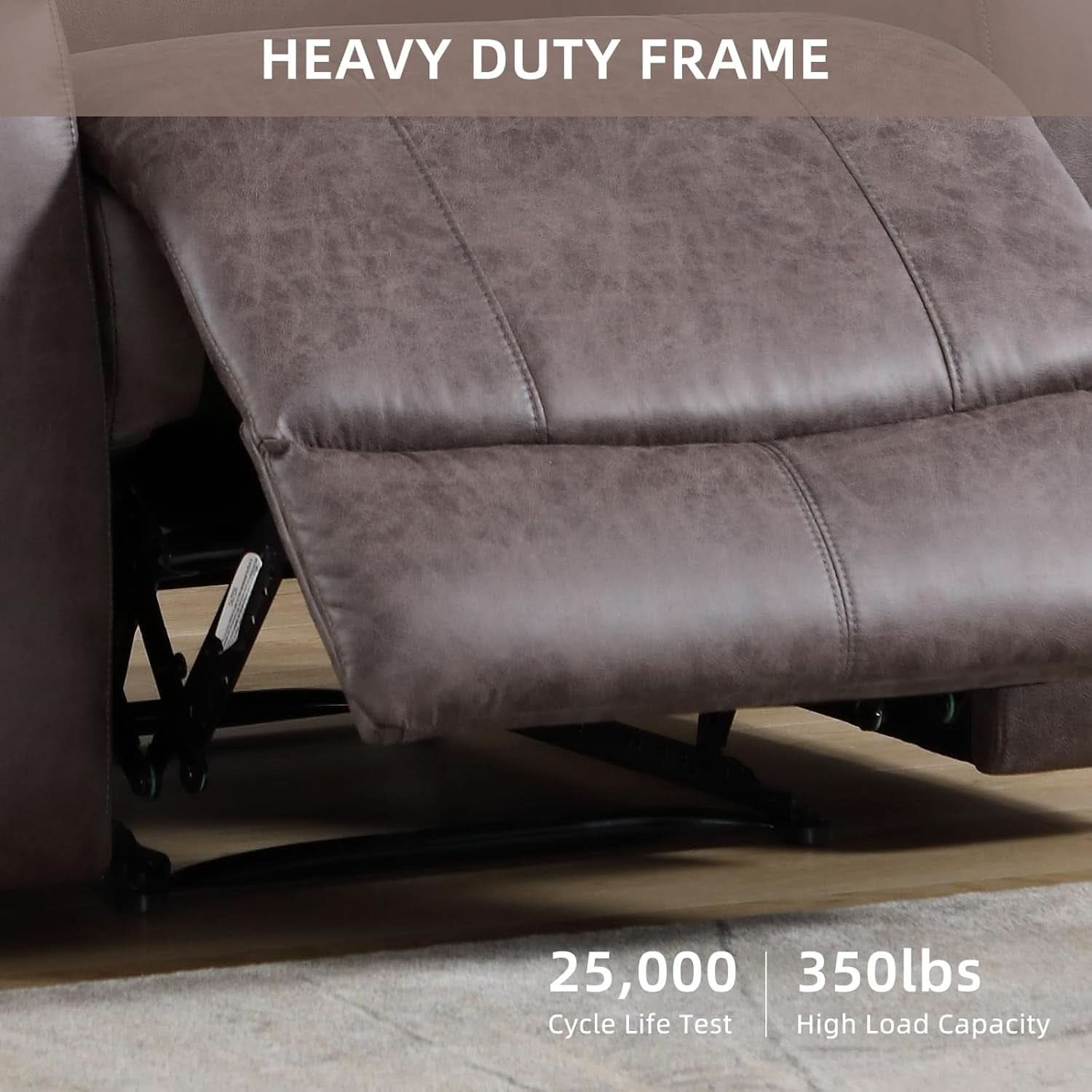 Grey Full Grain Leather Manual Recliner With Cup Holders