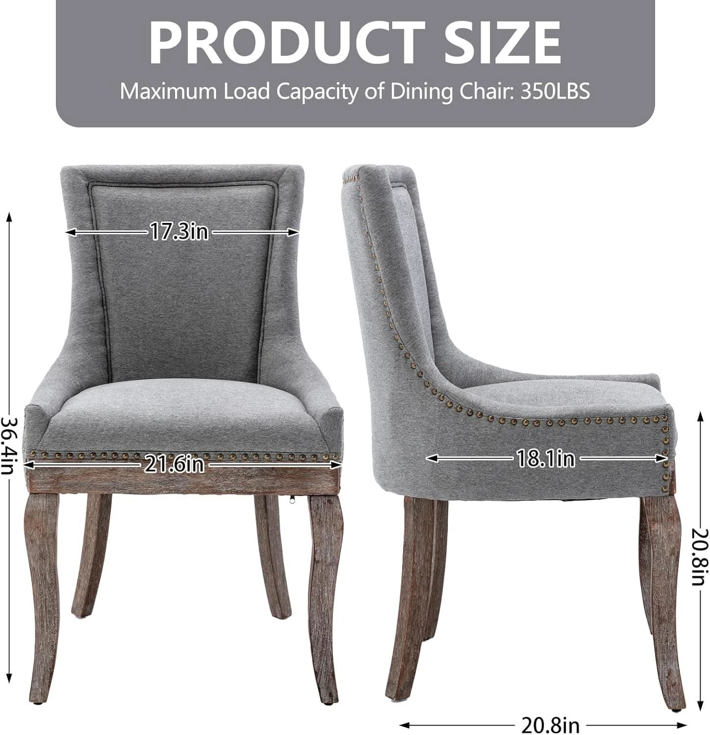 Grey High Back Dining Chairs Set Of 2 For Kitchen Use