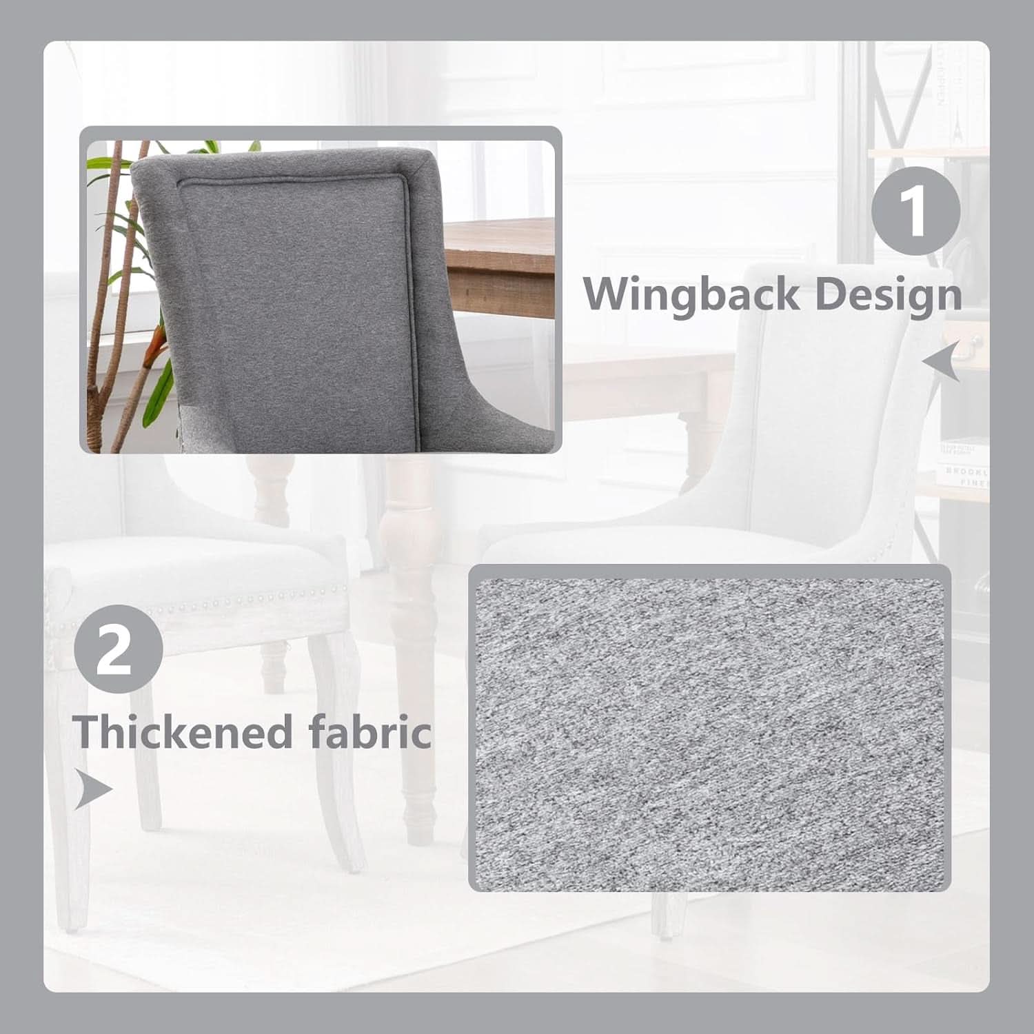 Grey High Back Dining Chairs Set Of 2 For Kitchen Use