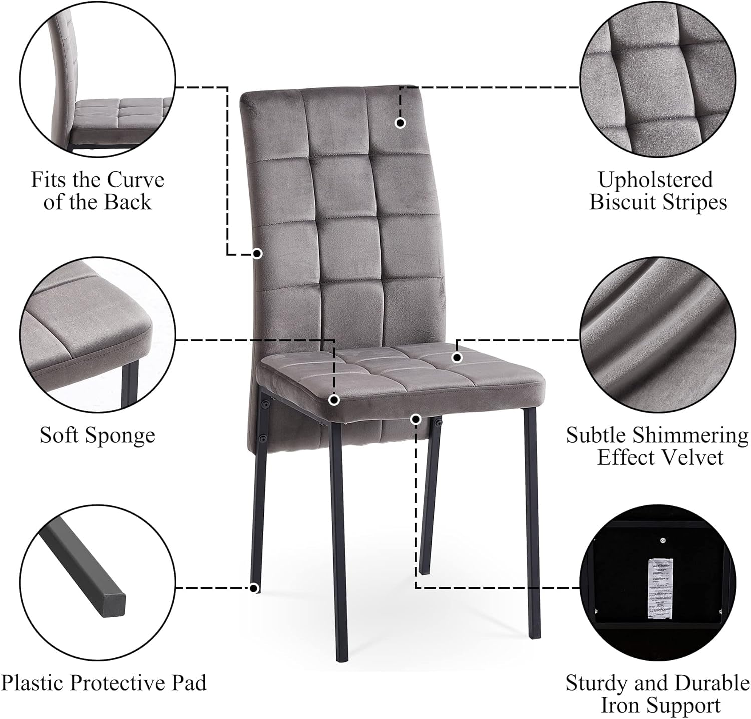 Grey High Back Dining Chairs Set Of 4 For Kitchen Use