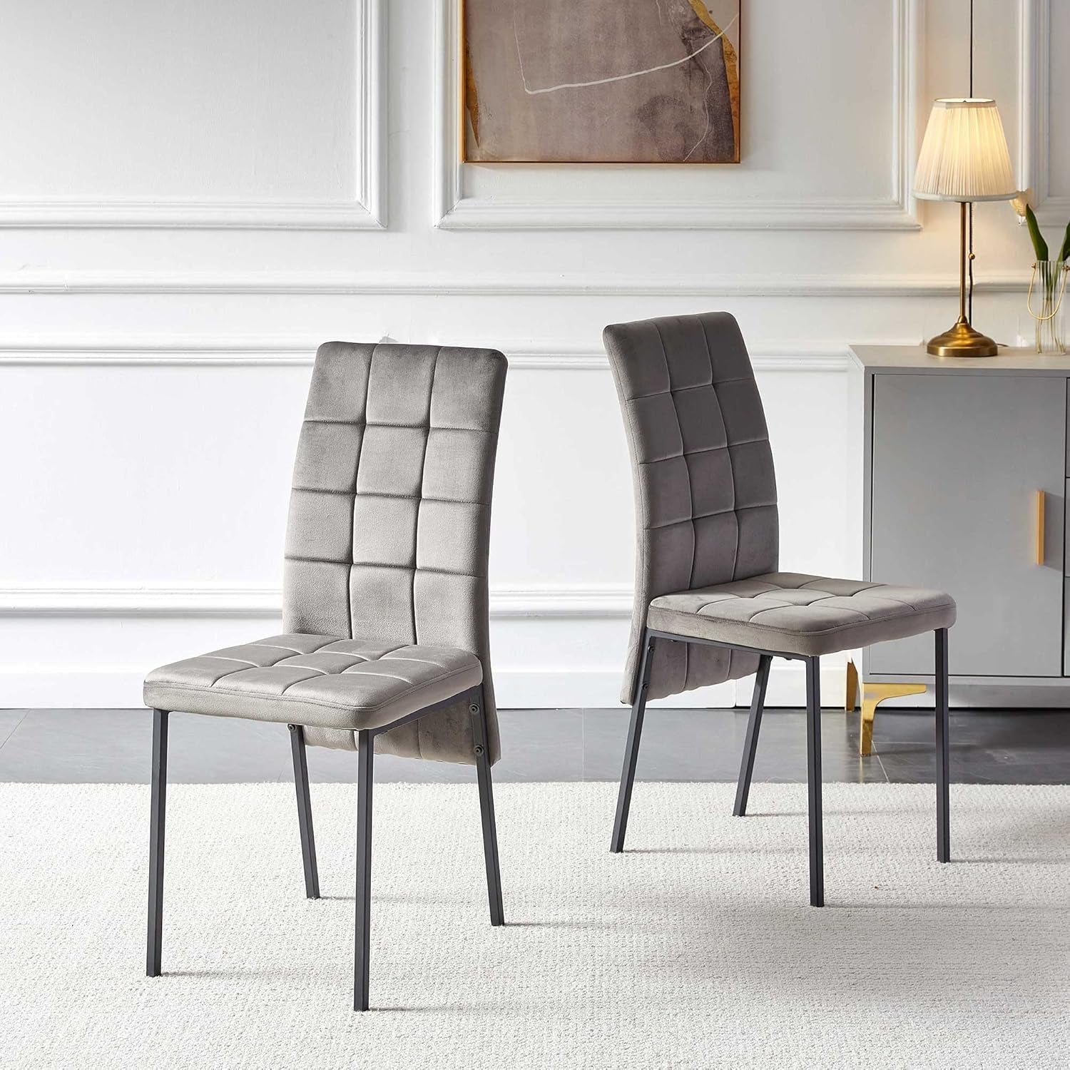 Grey High Back Dining Chairs Set Of 4 For Kitchen Use