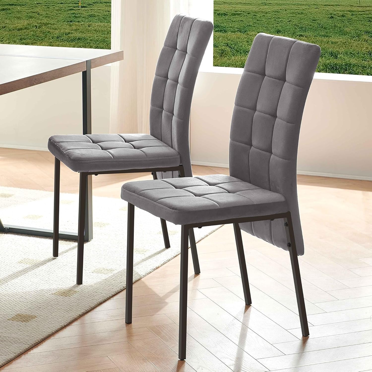 Grey High Back Dining Chairs Set Of 4 For Kitchen Use