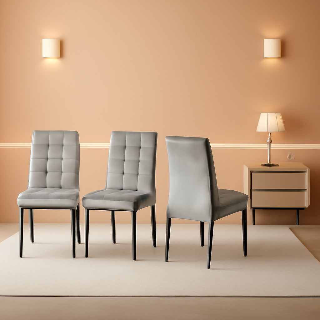 Grey High Back Dining Chairs Set Of 4 For Kitchen Use