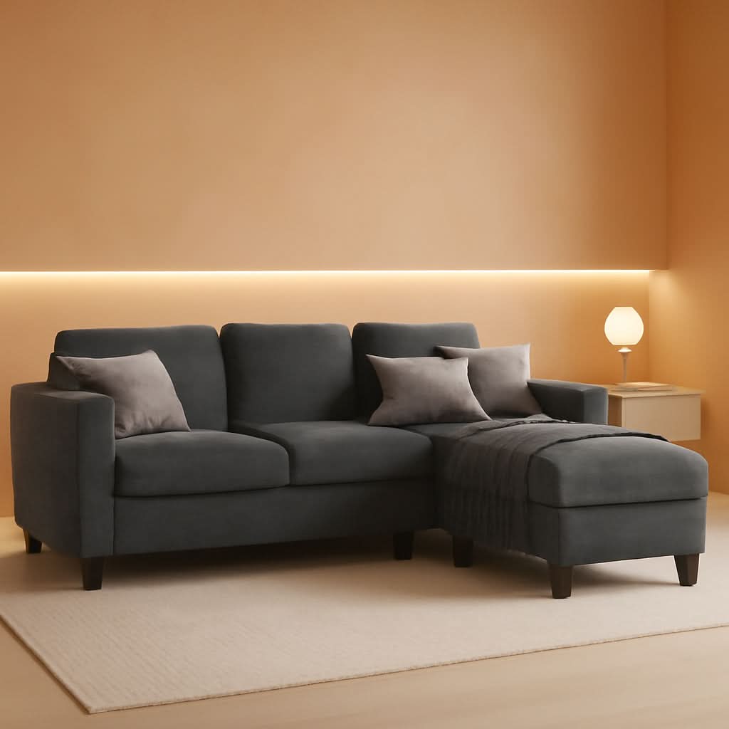 Grey L Shaped Sectional Sofa With Storage Ottoman Modern