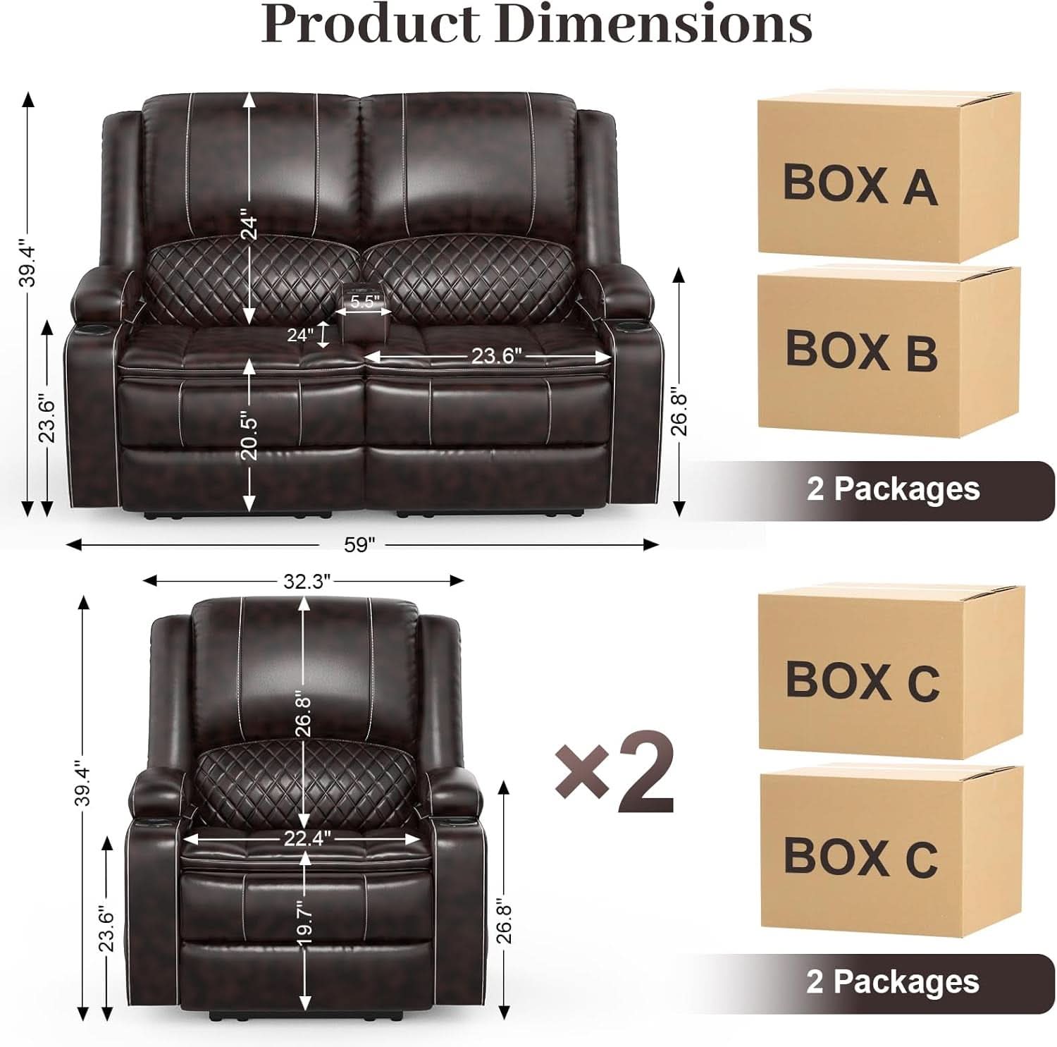 Grey Leather Reclining Loveseat Set With Console And Chairs