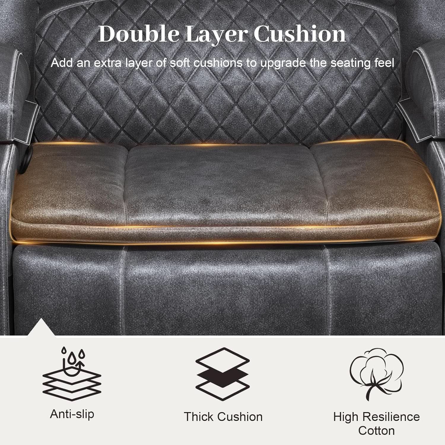 Grey Leather Reclining Loveseat Sofa Set With Console And Two Chairs