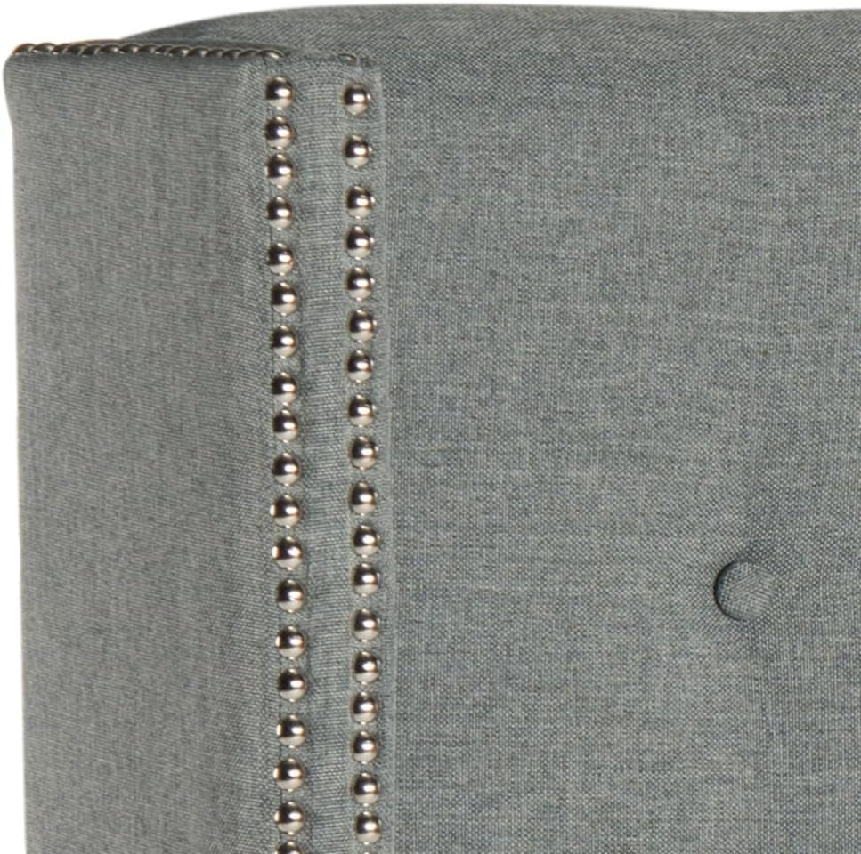 Grey Linen Tufted Winged Headboard for Stylish Bedrooms