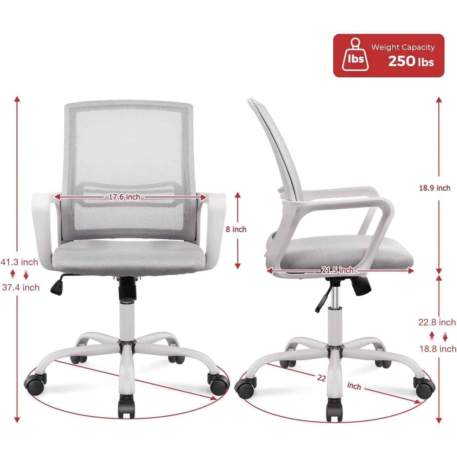 Grey Mesh Ergonomic Office Chair With Durable Wheels