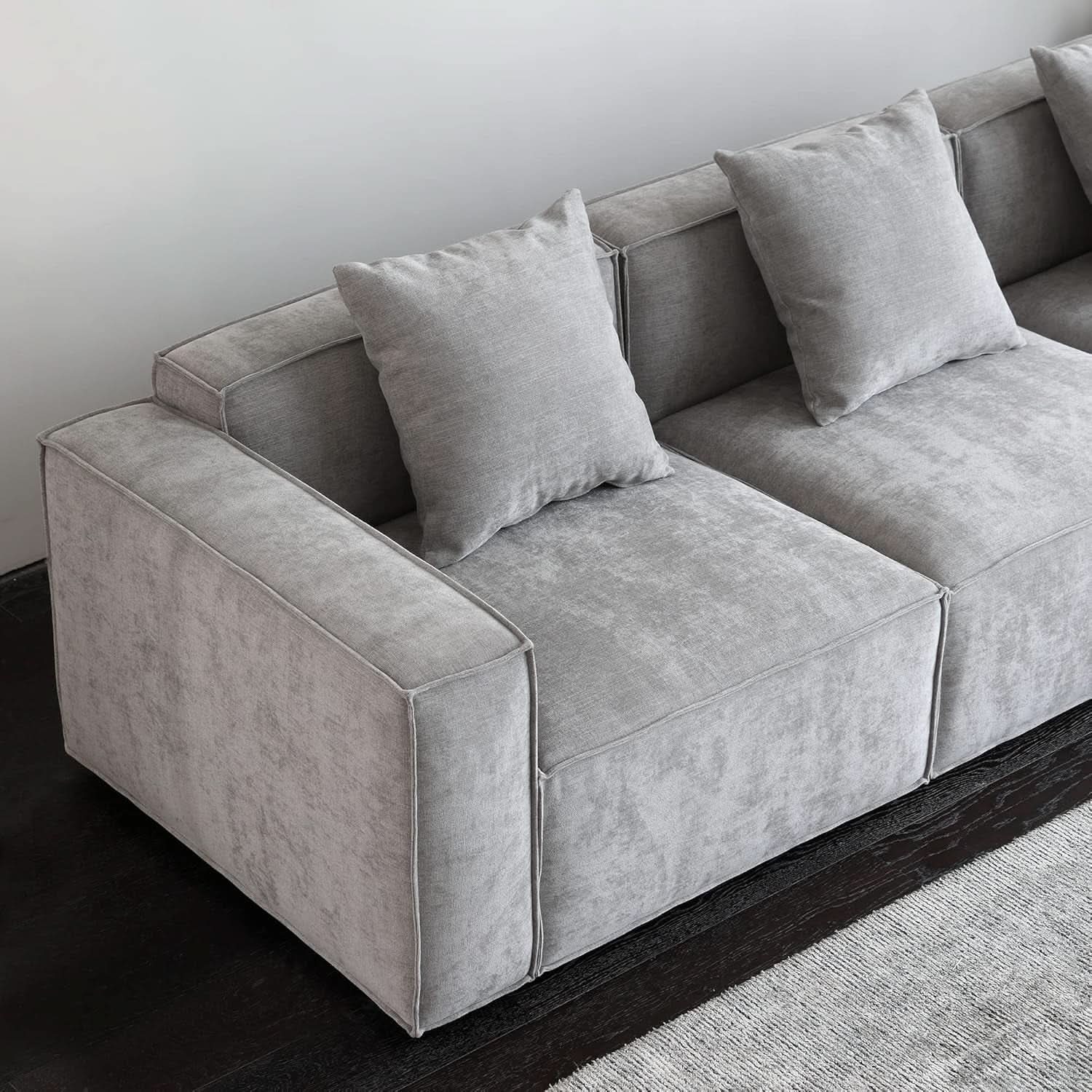 Grey Modular Sectional Sofa Set With Ottoman And Chaise