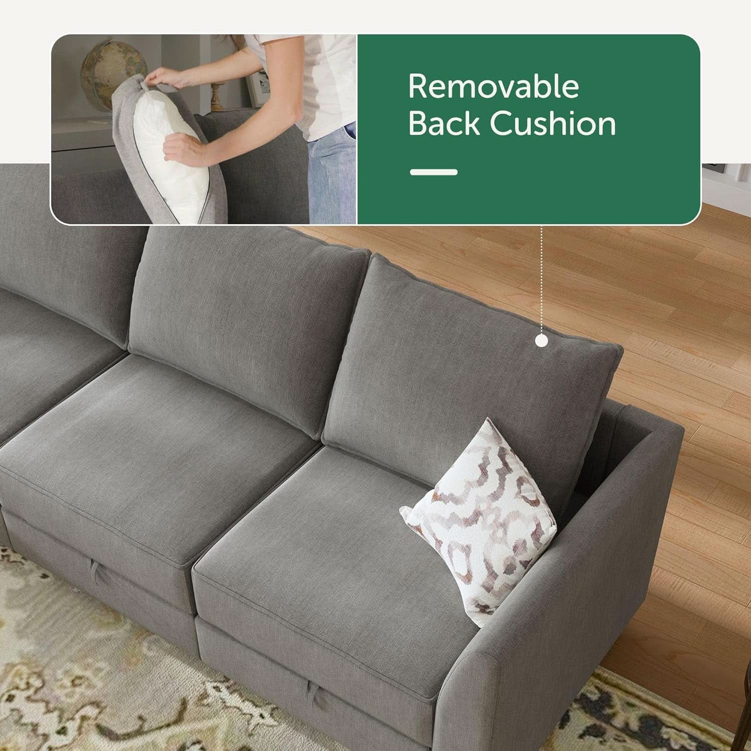 Grey Modular Sectional Sofa With Storage And Sleeper