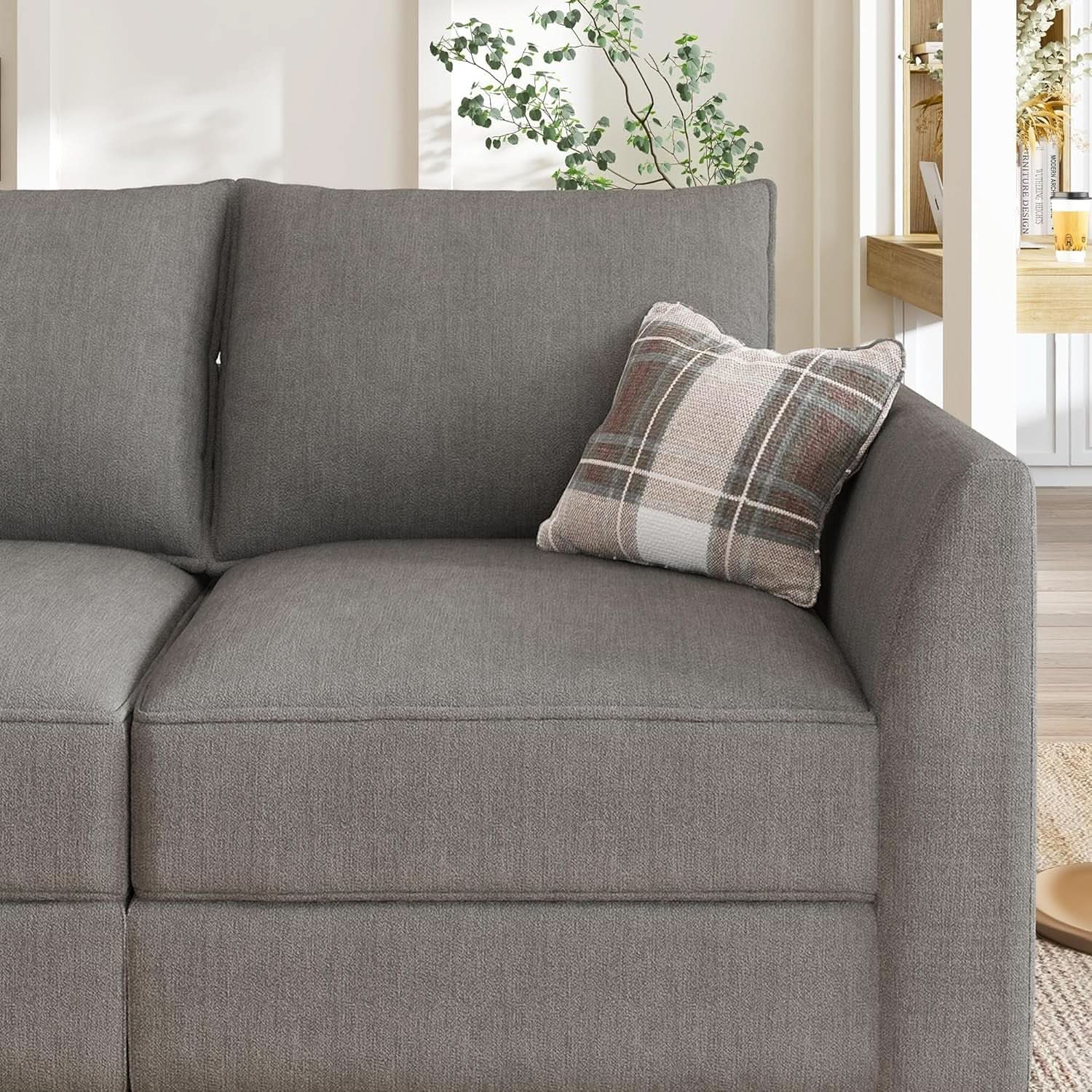Grey Modular Sectional Sofa With Storage Seats And Ottomans