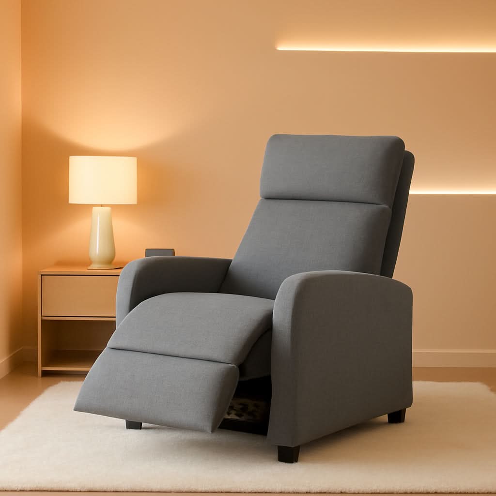 Grey Recliner Chair With Lumbar Support For Living Room