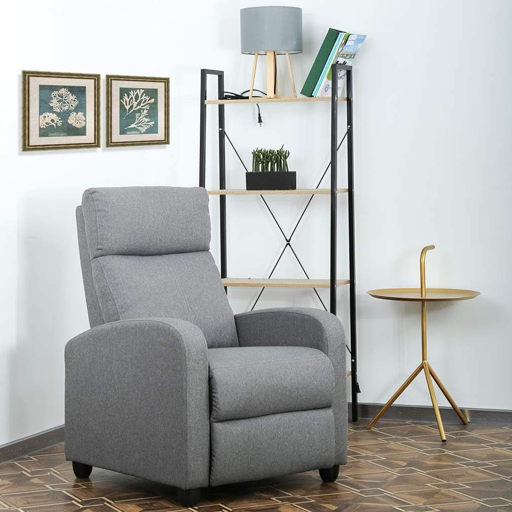 Grey Recliner Massage Chair With Lumbar Support Living Room