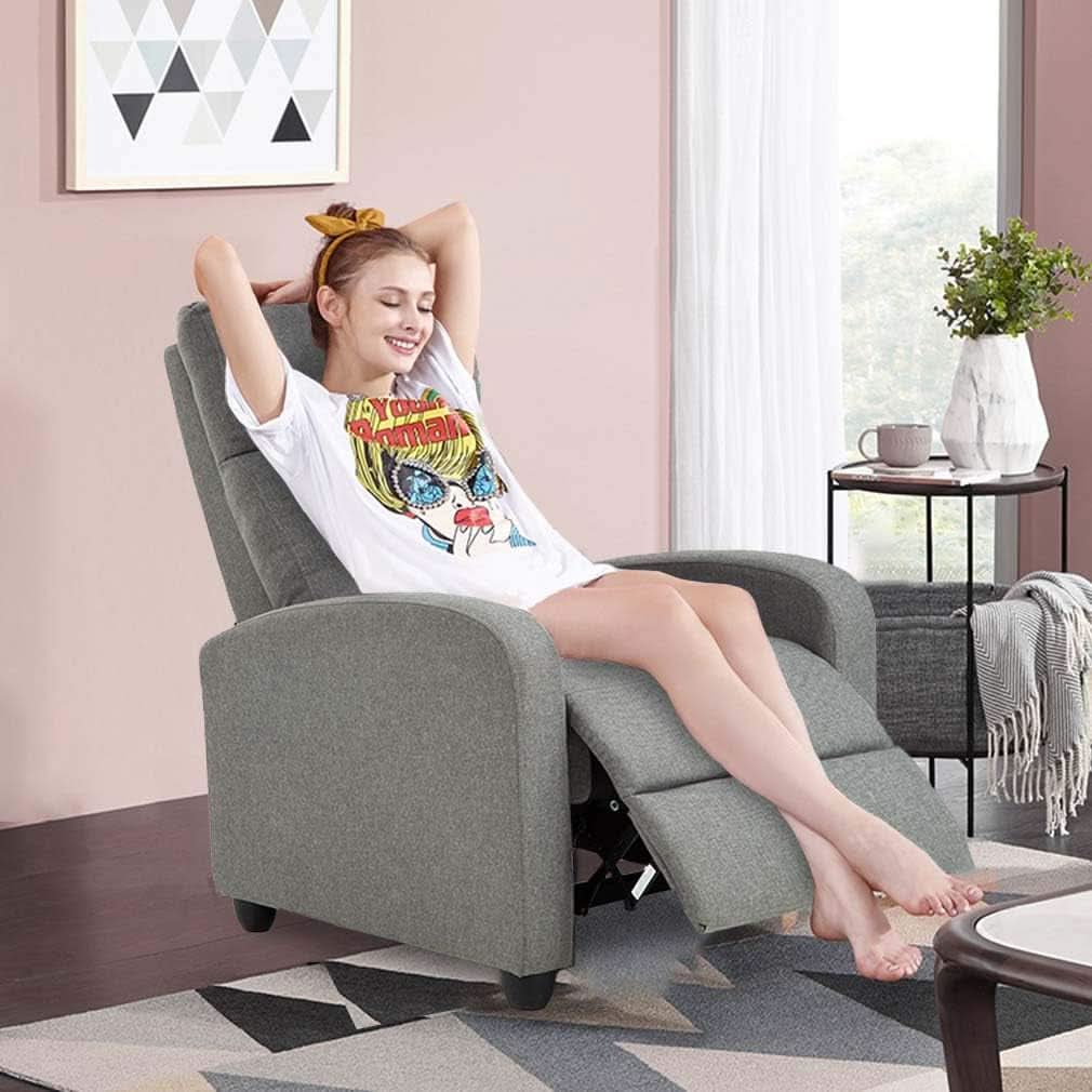 Grey Recliner Massage Chair With Lumbar Support Living Room
