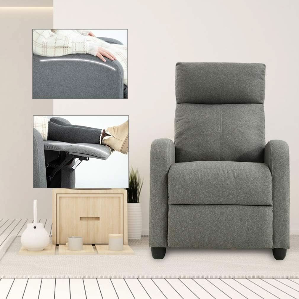 Grey Recliner Massage Chair With Lumbar Support Living Room