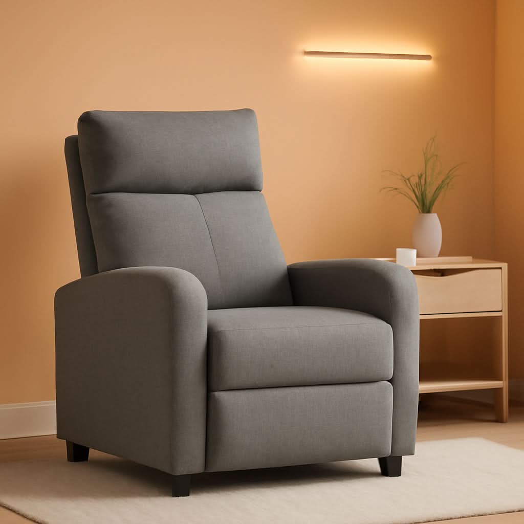 Grey Recliner Massage Chair With Lumbar Support Living Room