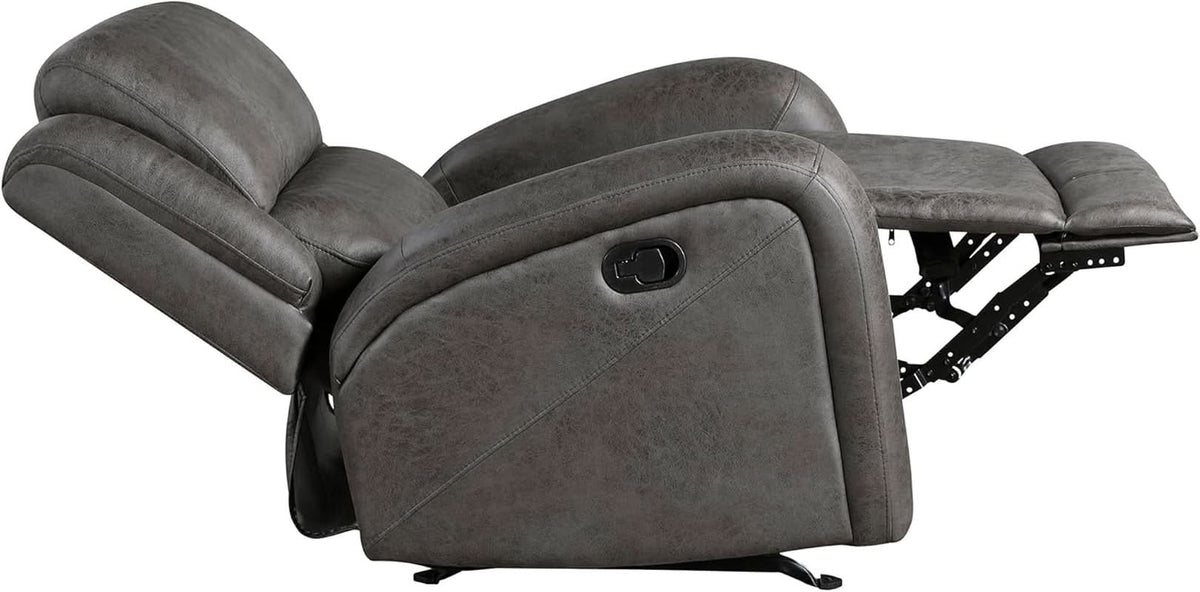 Grey Rocker Recliner Chair With Manual Recline Living Room