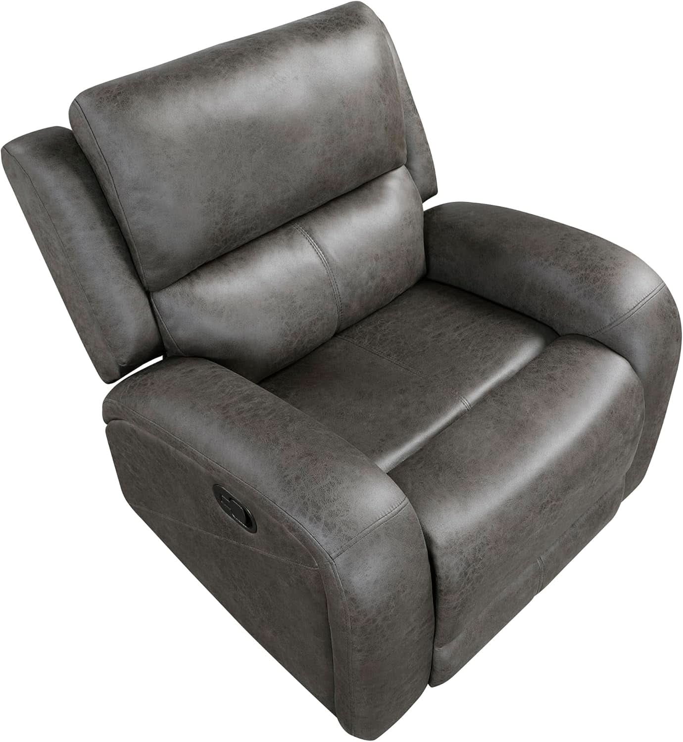 Grey Rocker Recliner Chair With Manual Recline Living Room