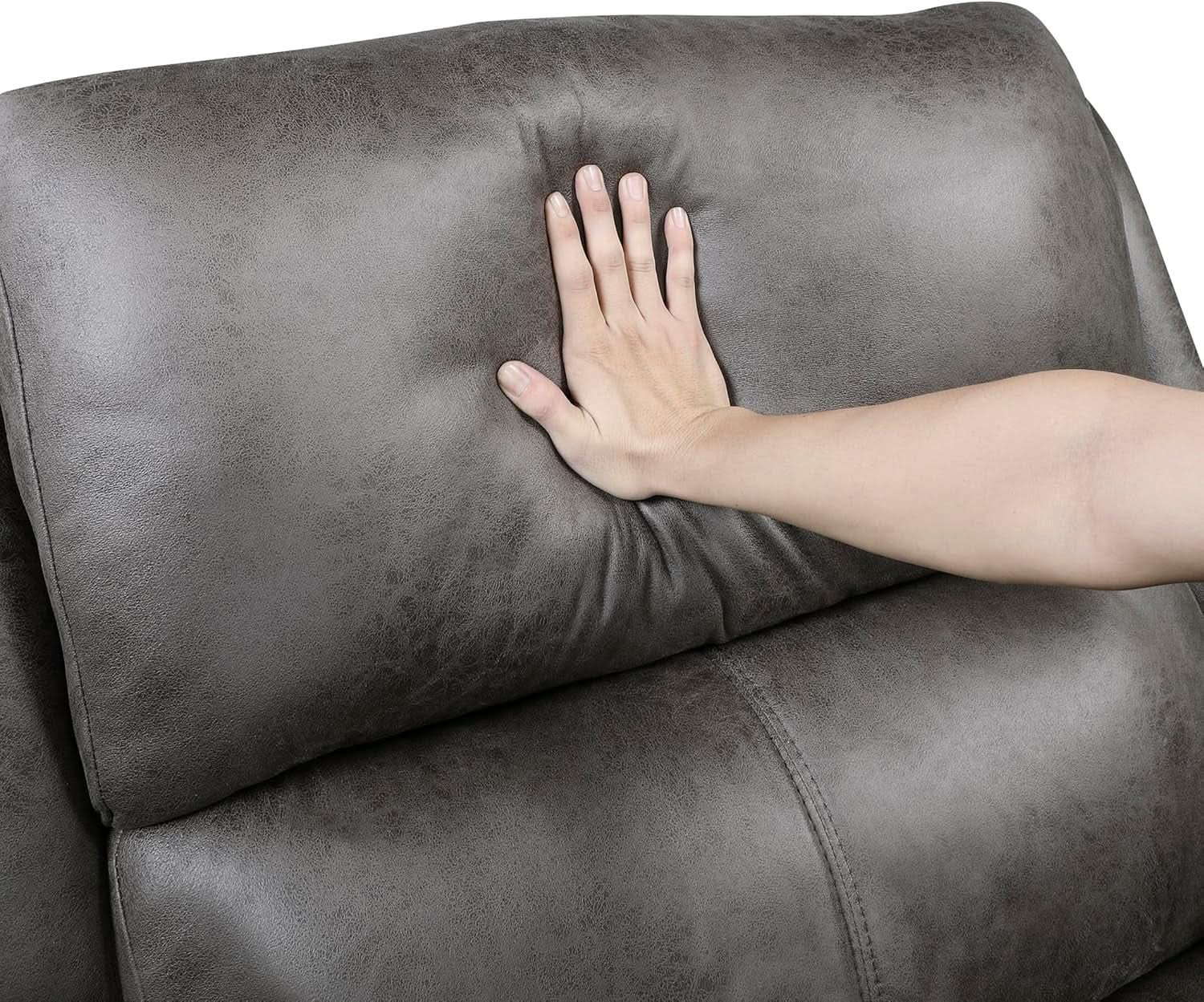 Grey Rocker Recliner Chair With Manual Recline Living Room