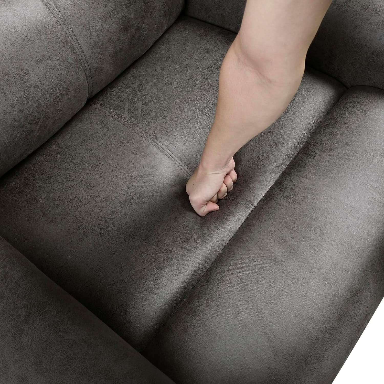 Grey Rocker Recliner Chair With Manual Recline Living Room