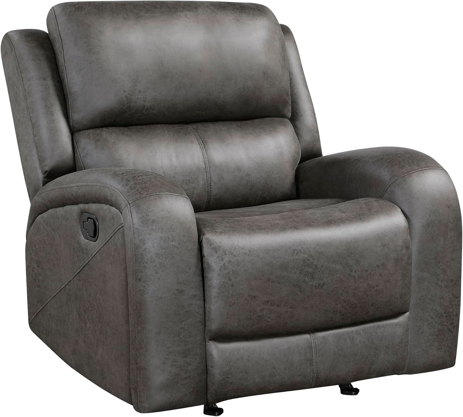 Grey Rocker Recliner Chair With Manual Recline Living Room