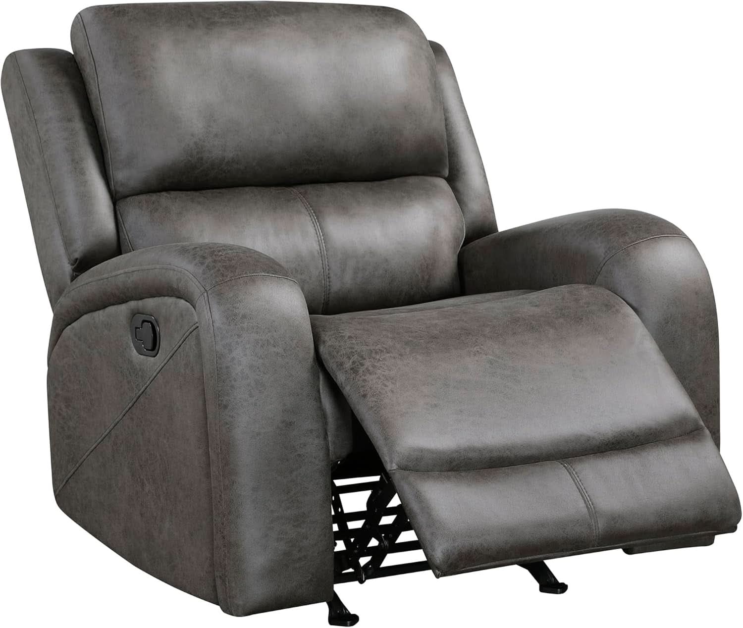 Grey Rocker Recliner Chair With Manual Recline Living Room