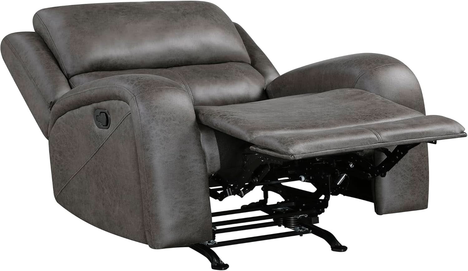 Grey Rocker Recliner Chair With Manual Recline Living Room