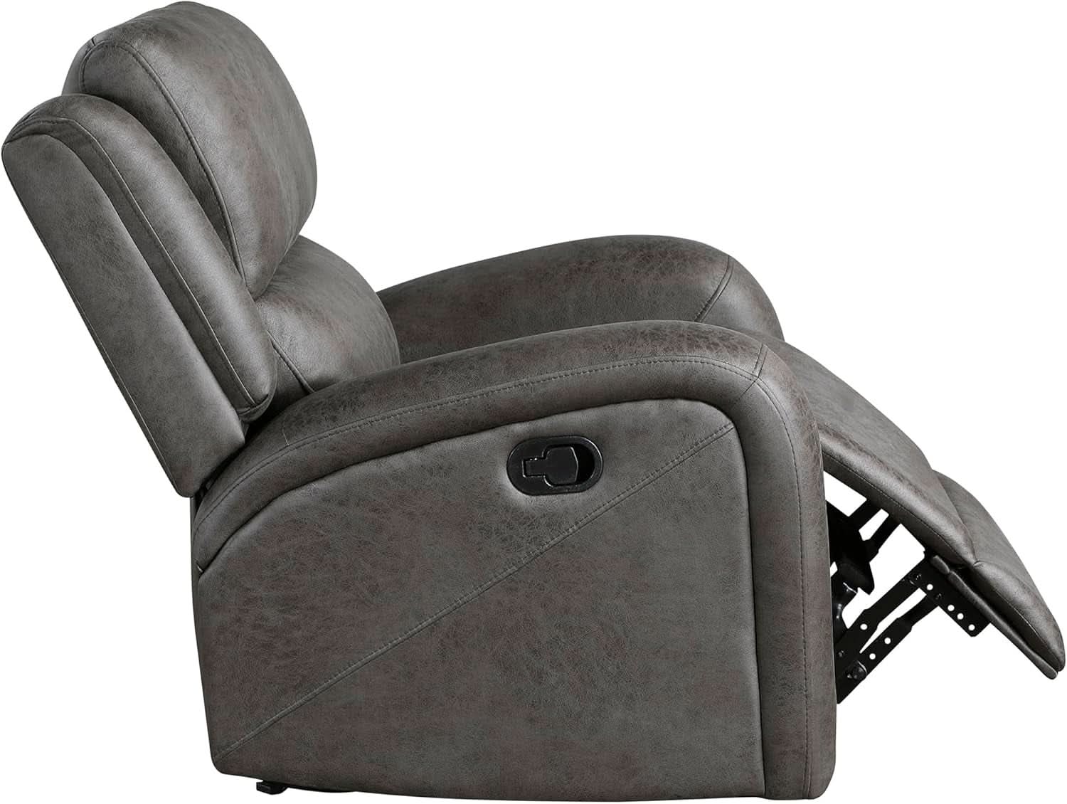 Grey Rocker Recliner Chair With Manual Recline Living Room