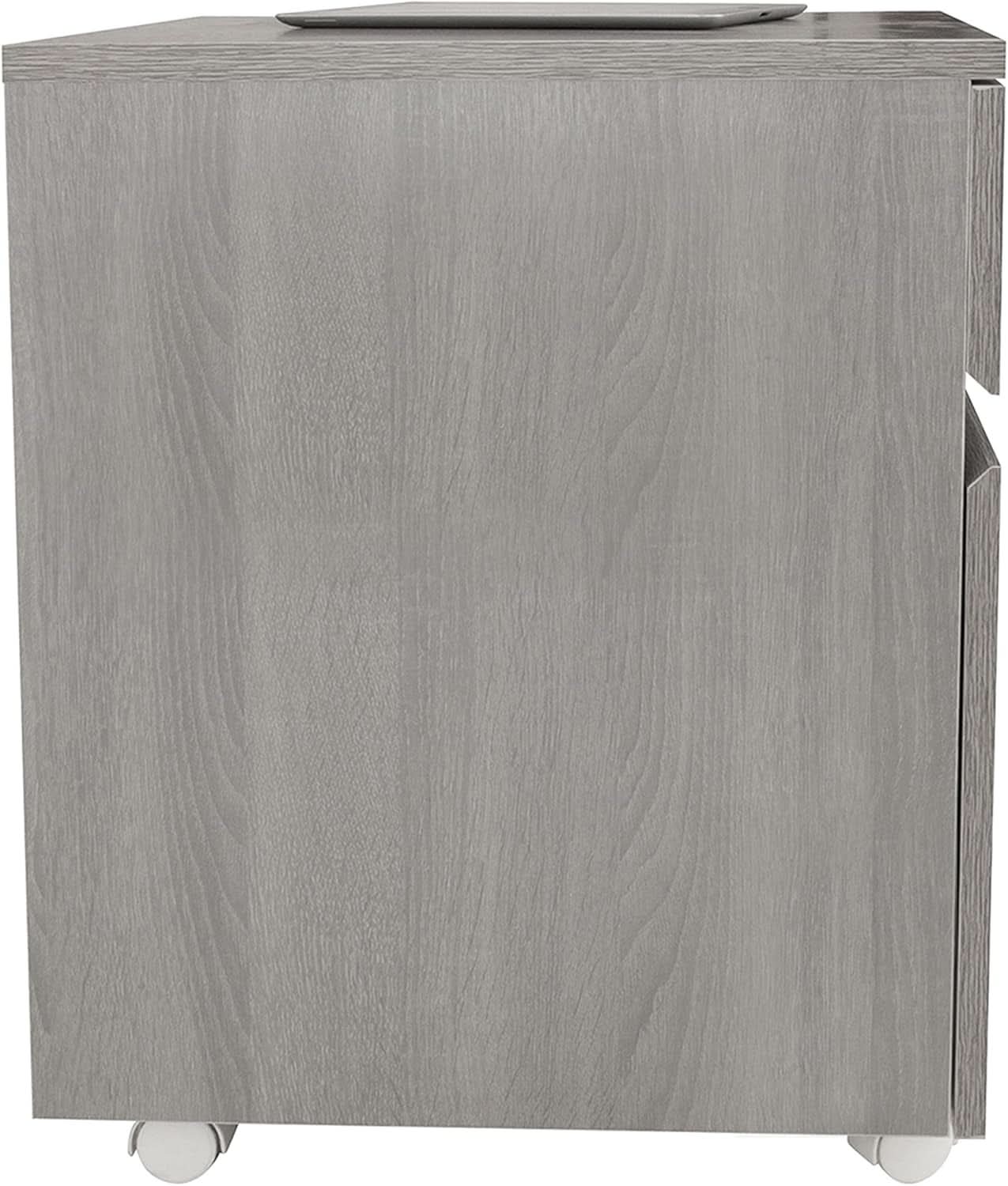 Grey Rolling Locking Two Drawer Vertical Filing Cabinet