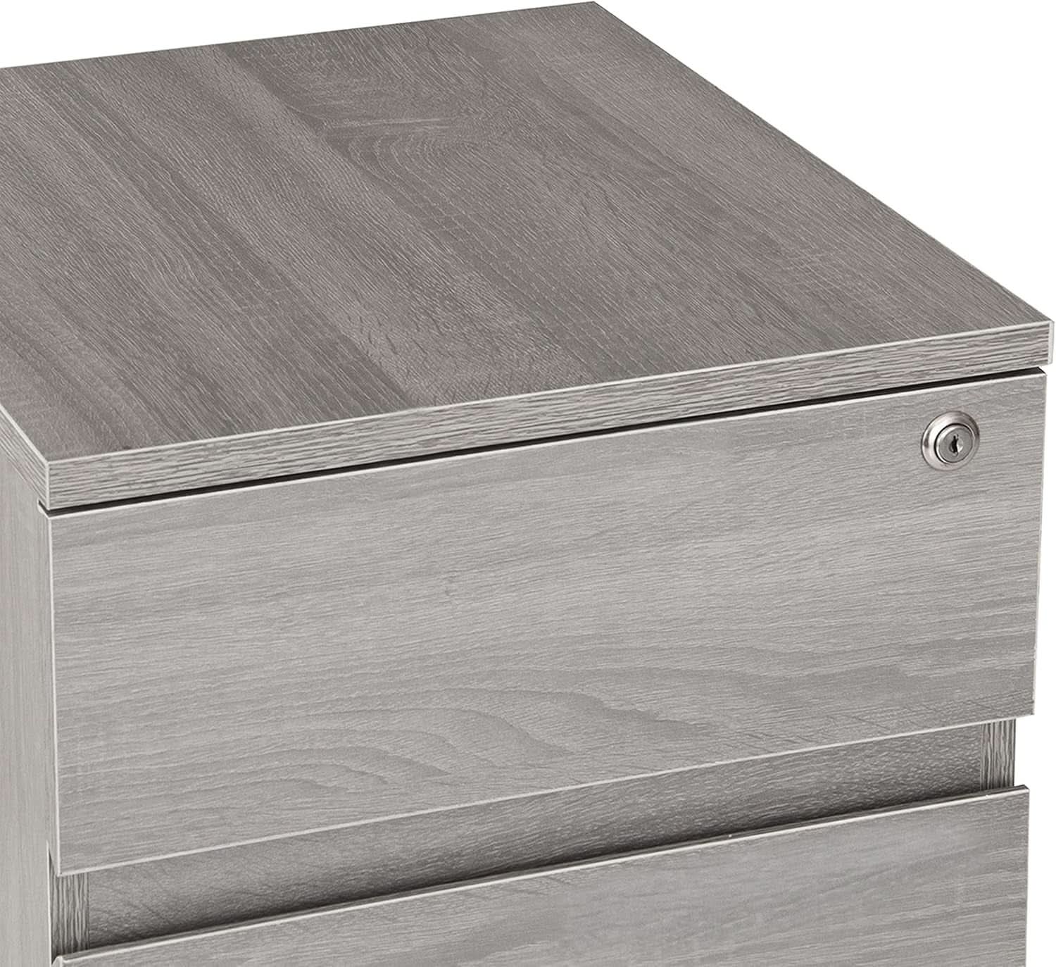 Grey Rolling Locking Two Drawer Vertical Filing Cabinet