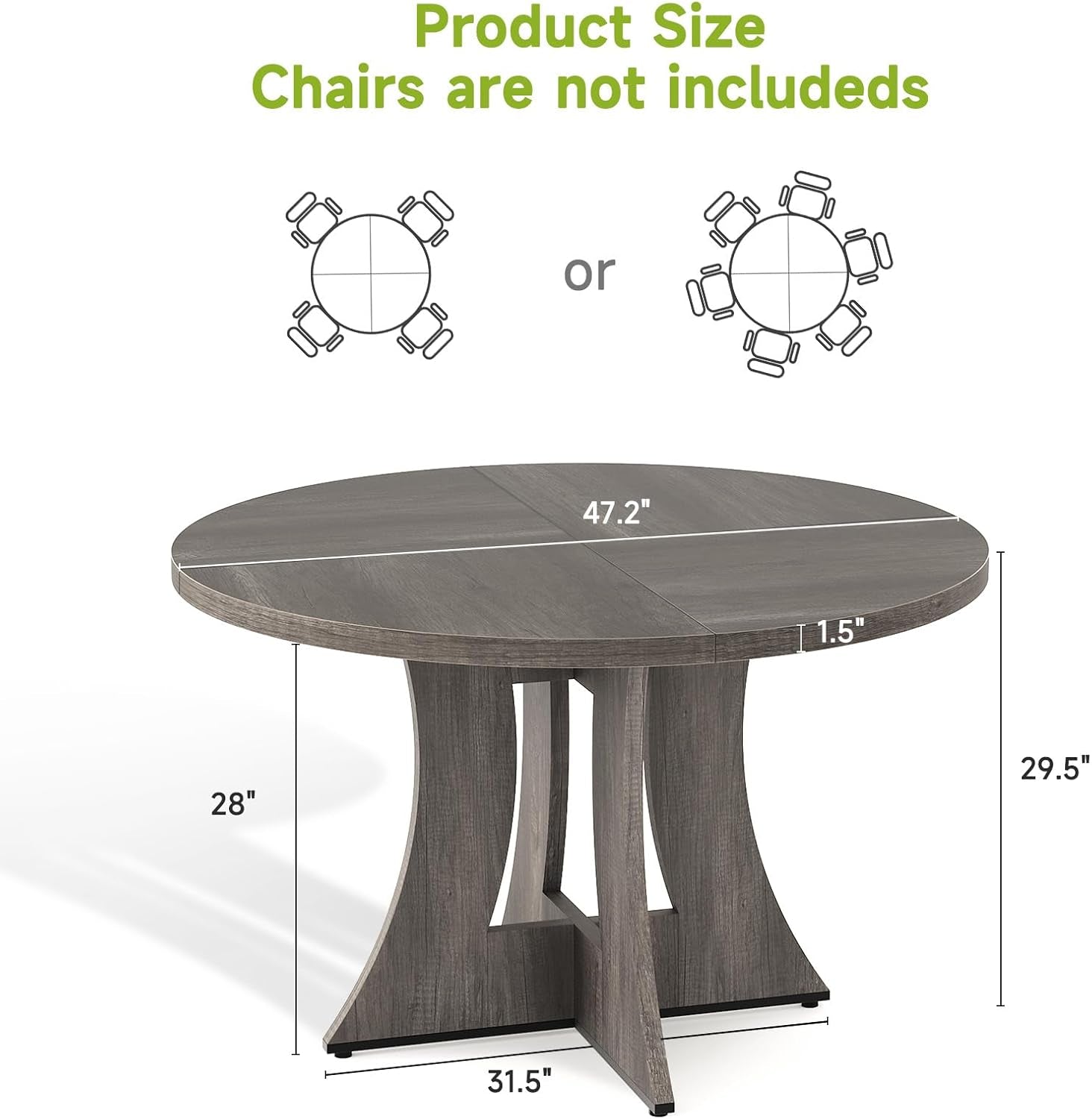 Grey Round Dining Table Forty Seven Point Two Inch Diameter