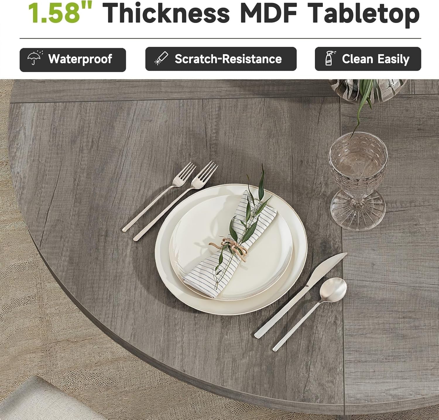 Grey Round Dining Table Forty Seven Point Two Inch Diameter