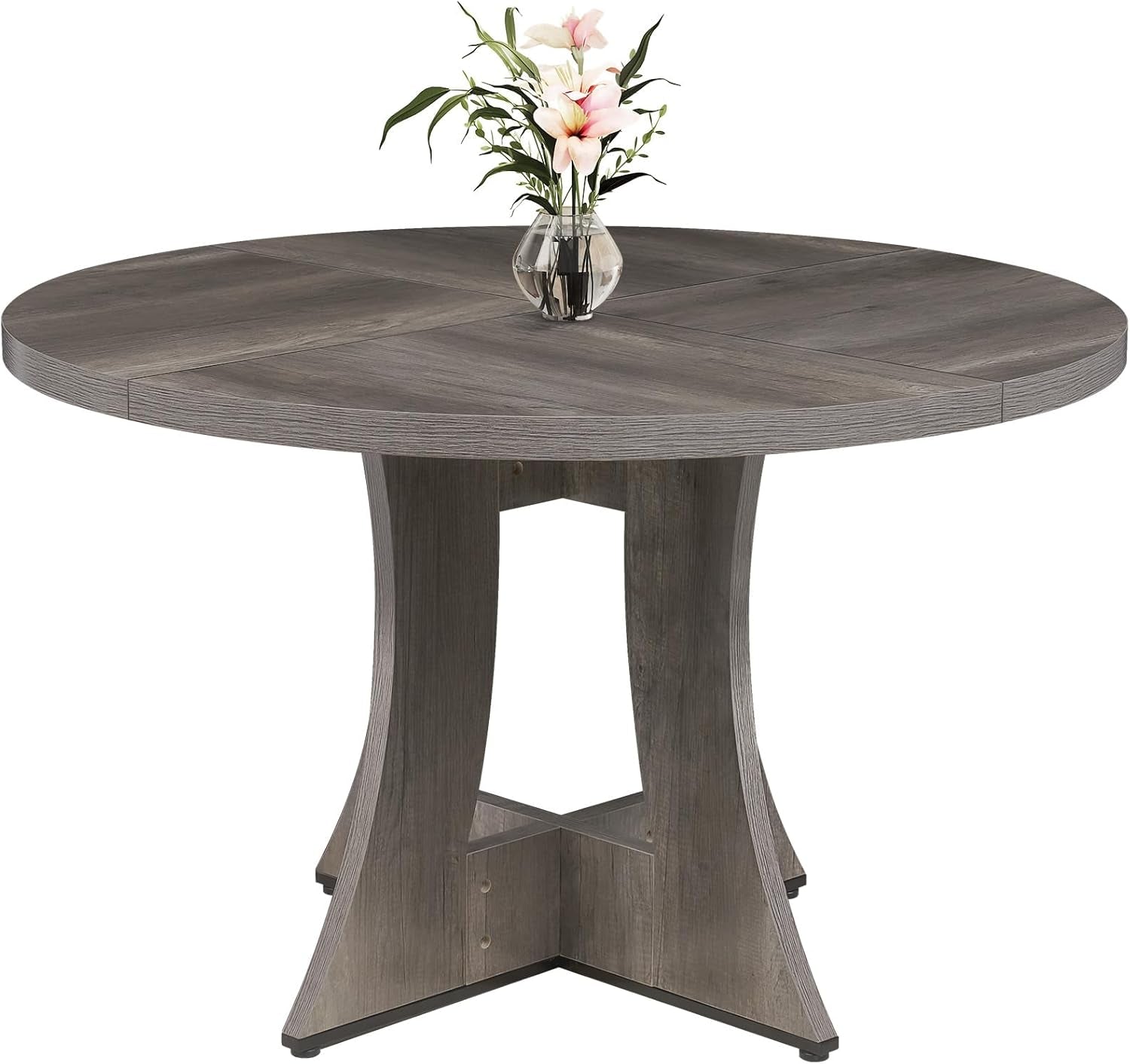 Grey Round Dining Table Forty Seven Point Two Inch Diameter