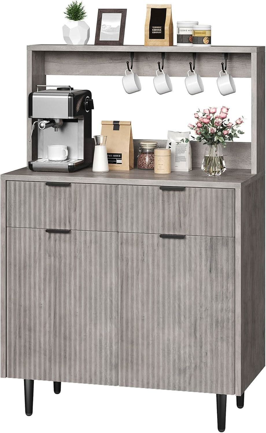 Grey Sideboard Cabinet With 2 Drawers For Dining Room