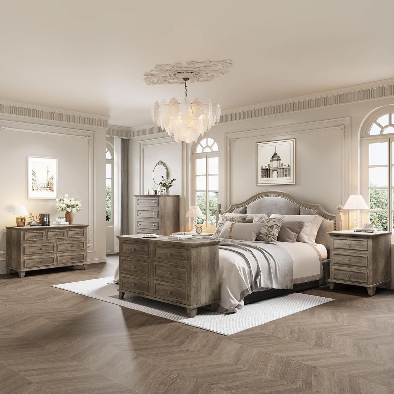 Grey Substantial Six Drawers Dresser With Hardware