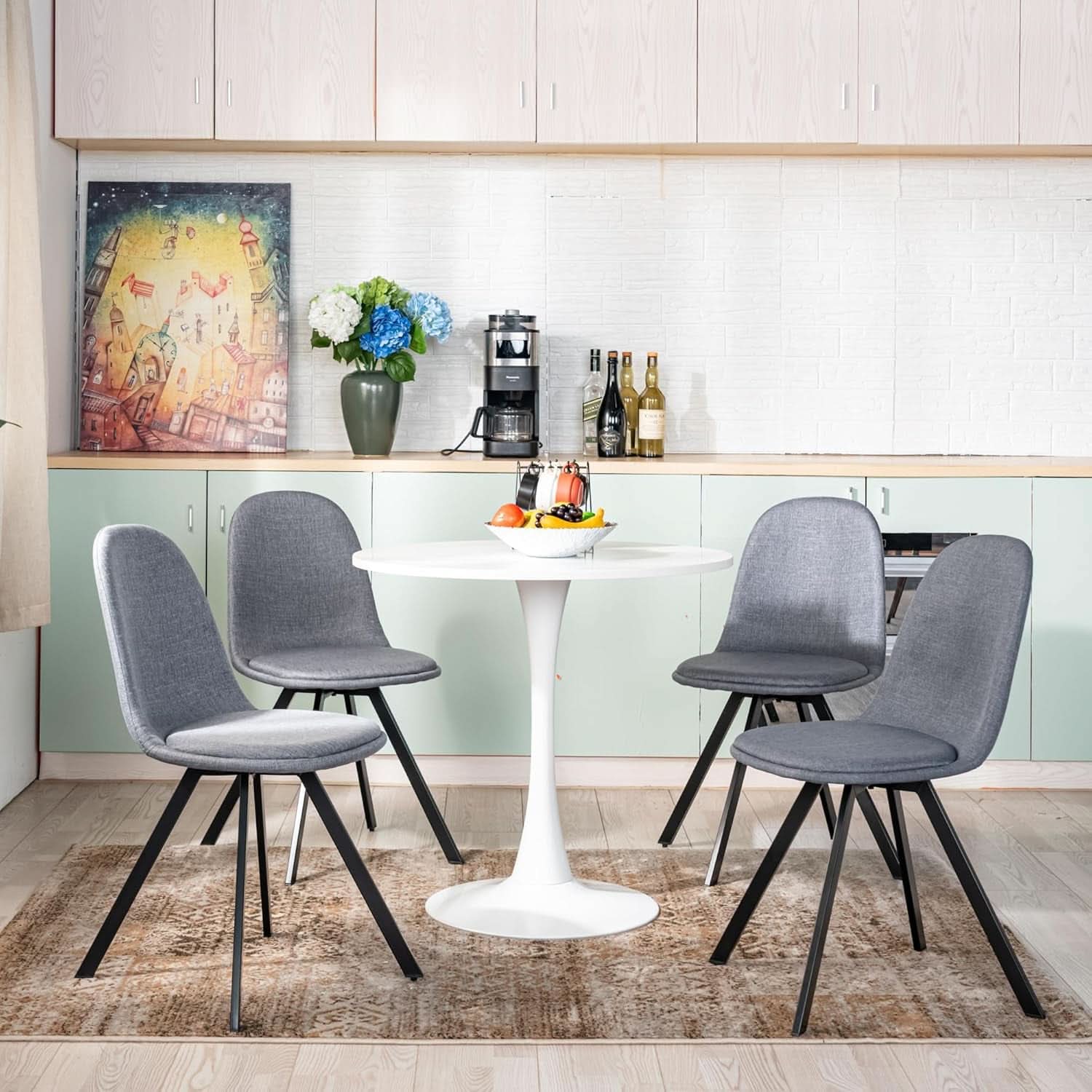 Grey Swivel Dining Chairs Set Of 4 For Modern Kitchen
