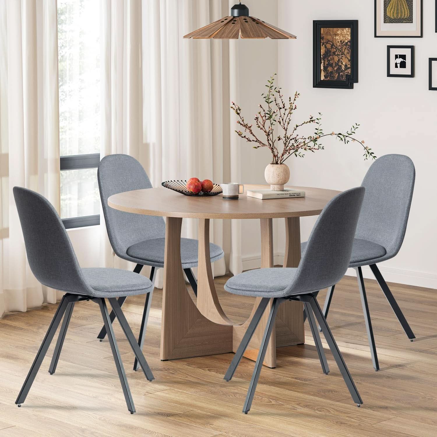 Grey Swivel Dining Chairs Set Of 4 For Modern Kitchen