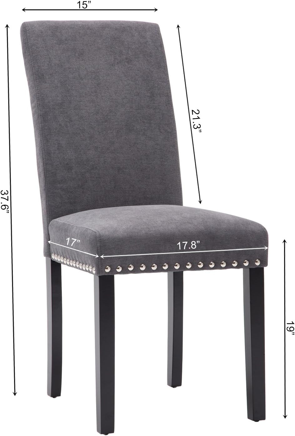 Grey Upholstered Dining Chairs With Copper Nailhead