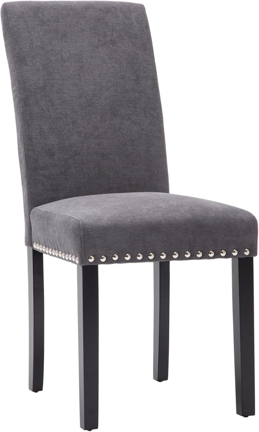 Grey Upholstered Dining Chairs With Copper Nailhead