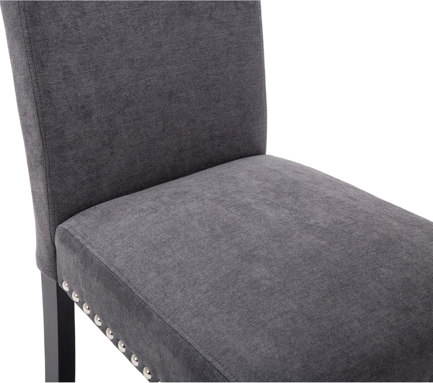 Grey Upholstered Dining Chairs With Copper Nailhead