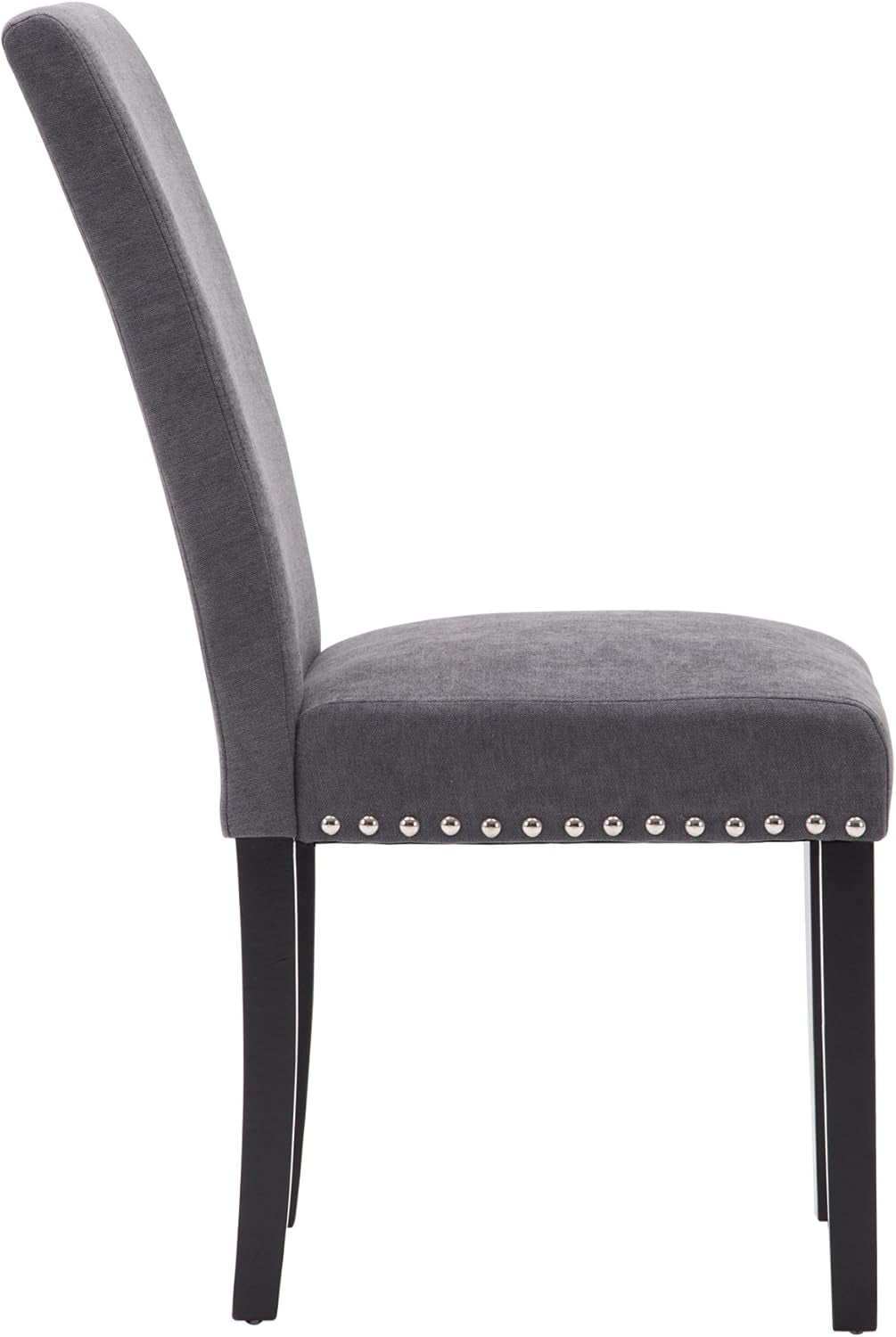 Grey Upholstered Dining Chairs With Copper Nailhead