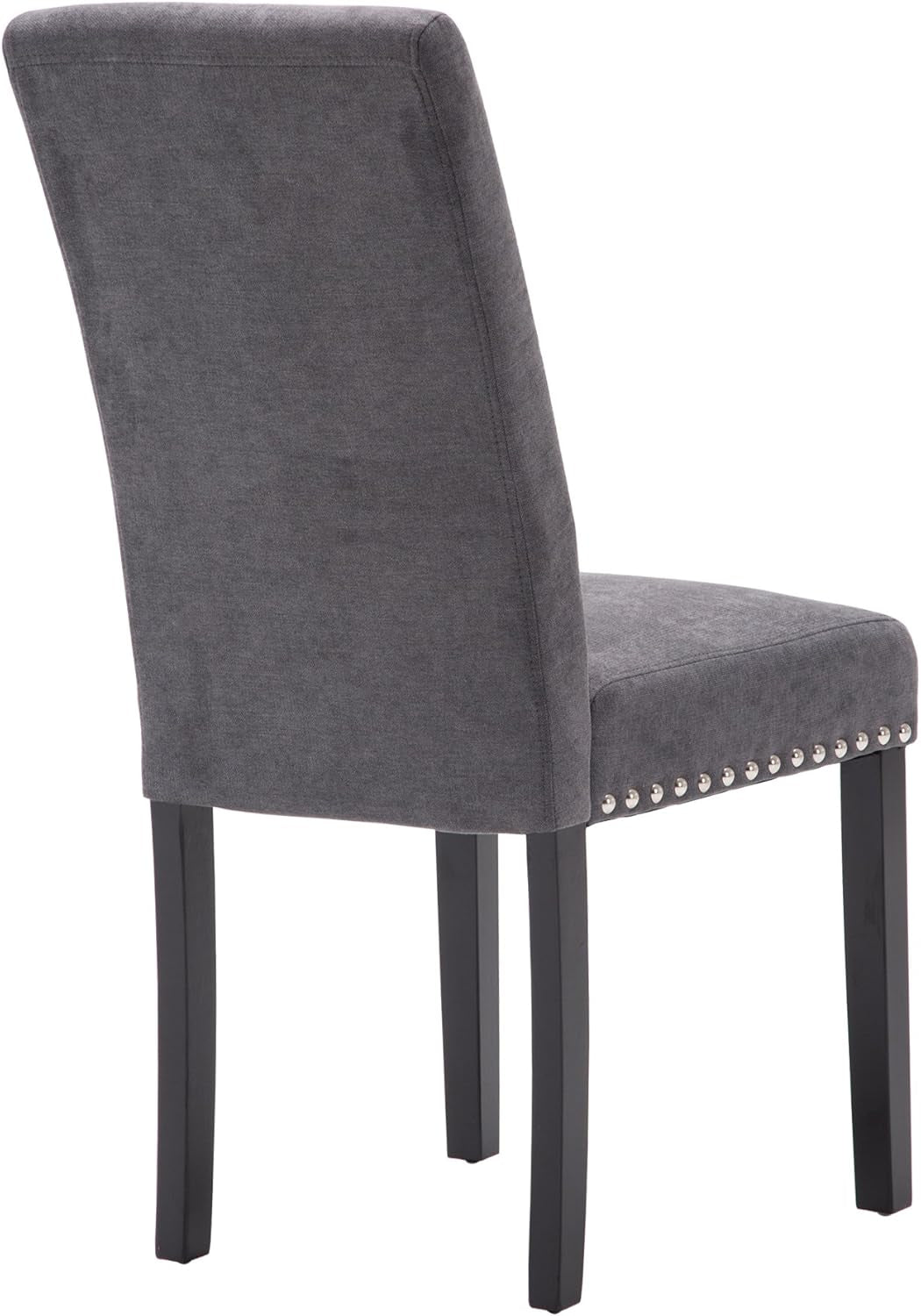 Grey Upholstered Dining Chairs With Copper Nailhead