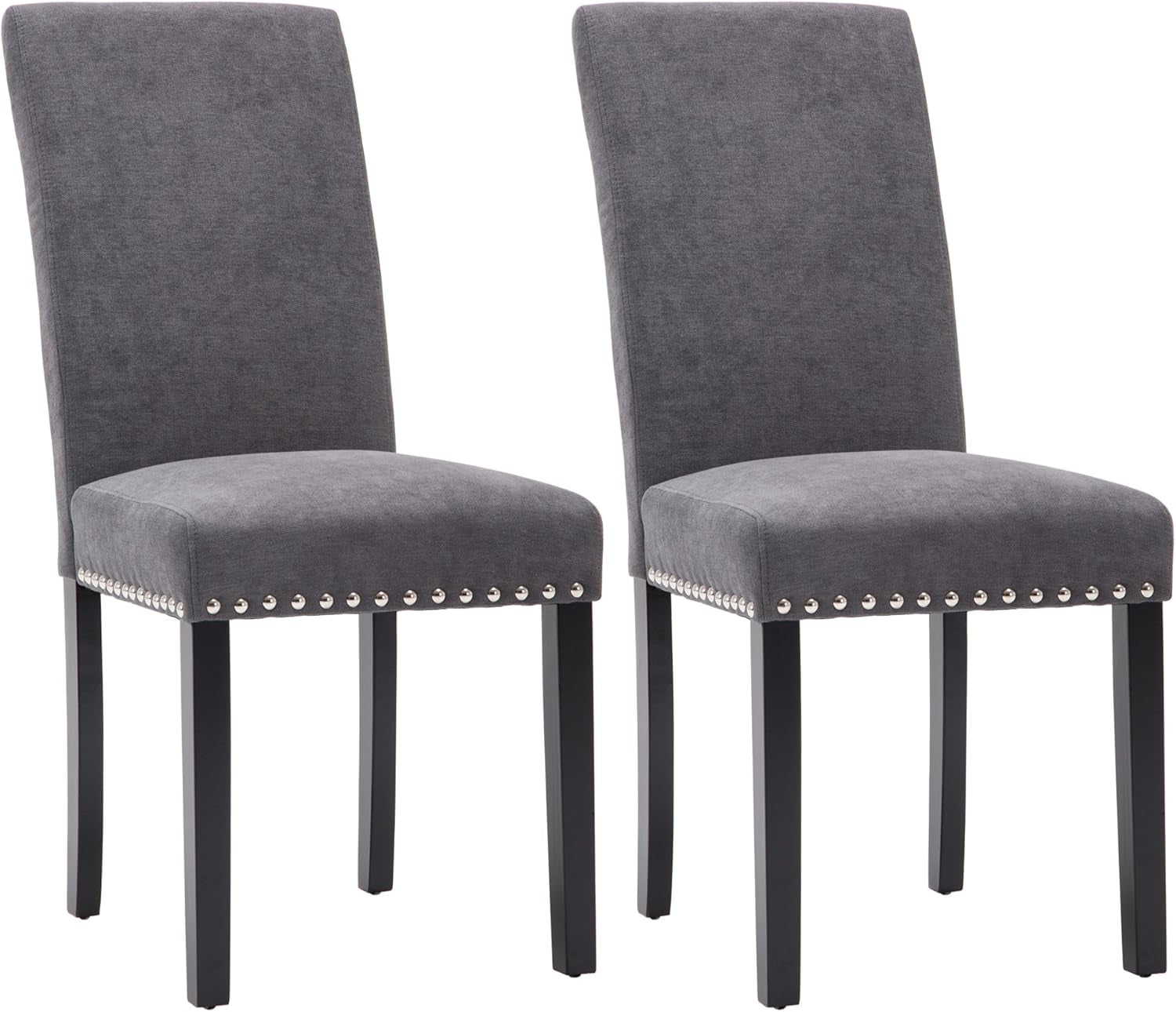 Grey Upholstered Dining Chairs With Copper Nailhead